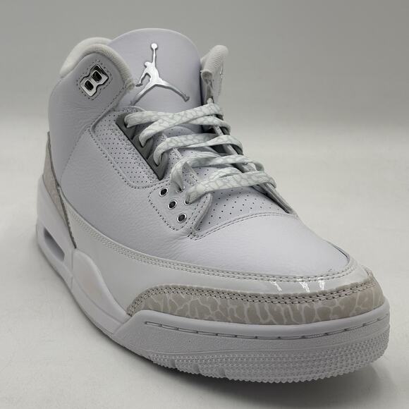 Nike Air Jordan 3 Retro White Silver Sneakers CT8532 111 Men Size 10 NEW
